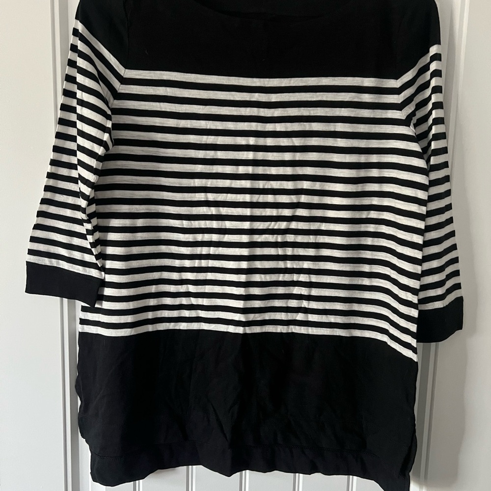Loft Black and White Striped Women's Top NWT